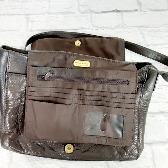 Mila Paoli dark brown leather crossbody bag - Picture 9 of 14